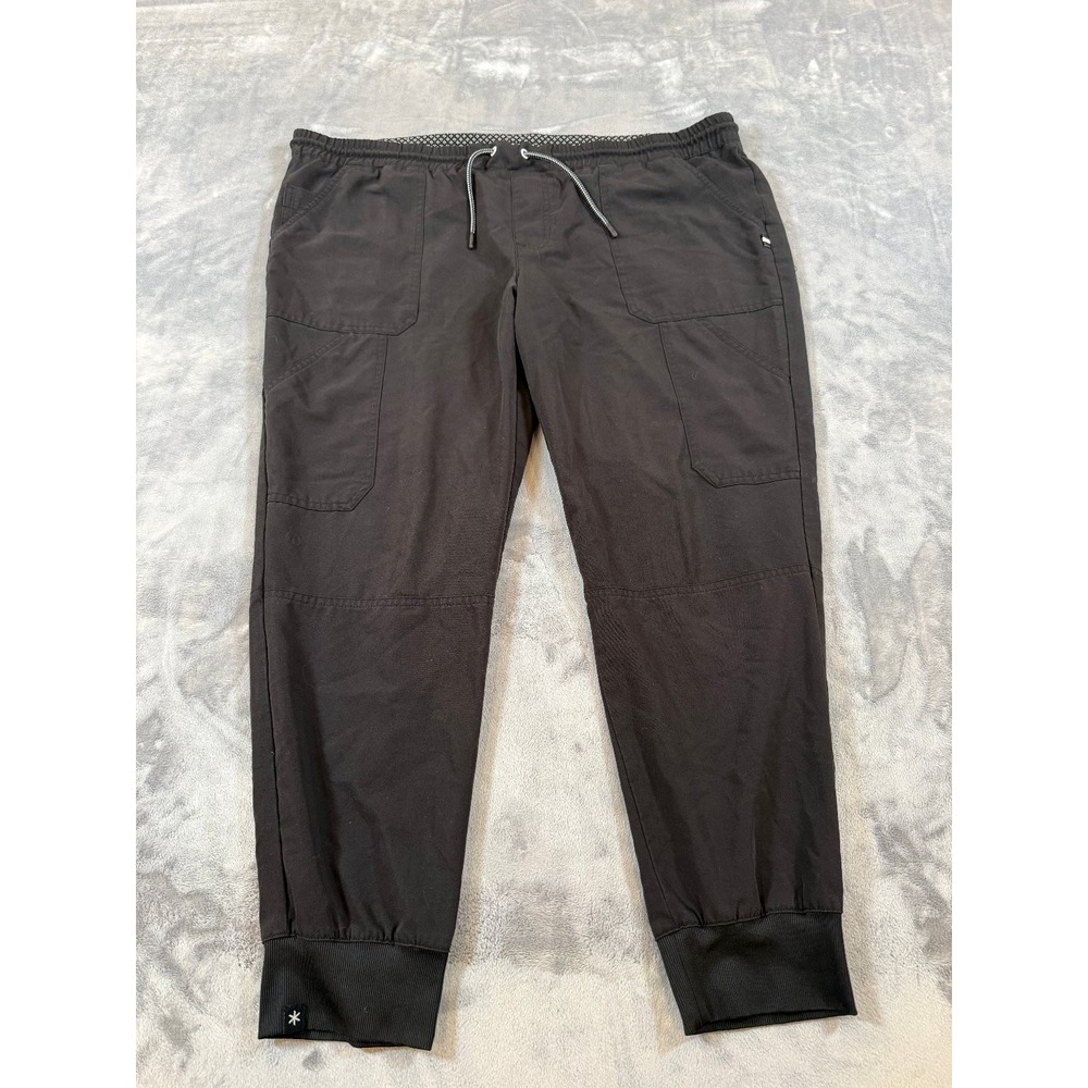 Beyond Scrubs Women's Black Petite Large Jogger Scrub Pants Drawstring Pockets